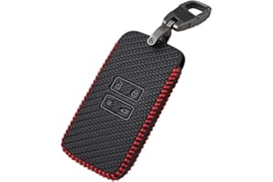 Happyit In Fibra di Carbonio Stile Cuoio Auto Casi Della Copertura Chiave Portachiavi per Renault Koleos Kadjar 4 Pulsanti Keyless Telecomando