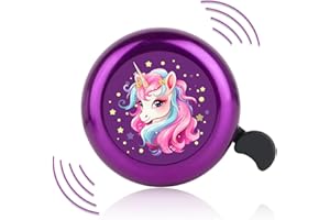 QIMMU Sonnette Velo Enfant Fille,Klaxon Velo Enfant Licorne,Mini Cloche de Vélo,Son Fort et Clair pour Vélo Scooter Tricycle