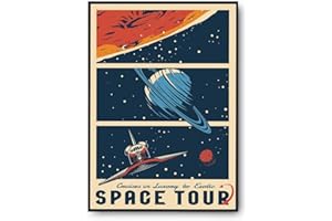 PLANETEE Affiche Vintage Astronomie Space Tour A3 | Poster Tableau Humour pour décoration murale qualité papier Premium