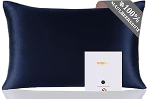 ZIMASILK Kissenbezug aus 100% Seide für Haare und Haut. Doppelseitige 19 Momme Reine Maulbeerseide Kissenhülle mit Reißverschluss, 1 Stück. (40x80 cm,Dunkelblau)