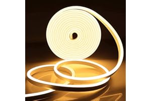 ‎LAMOMO Lamomo LED Strip Warmweiss, 12V 5M LED Lichtband,Wasserdicht 3000K Neon LED Streifen, DIY Flexibel Ledband für Innen Aussenbereich Heim Küche Deko（Netzadapter nicht enthalten）