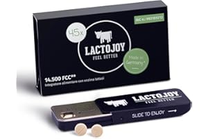 LactoJoy Compresse di Lattasi 14.500 FCC I Contro l'Intolleranza al Lattosio I Aiutano a Digerire Latte e Latticini I Enzimi Digestivi I Integratori Vegani I 1 Confezione - 45 pz.