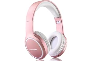 WORWODER Bluetooth Headphones Over Ear, 70H Playtime and 3 EQ Music Modes Wireless Headphones with Microphone, HiFi Stereo Foldable Lightweight Headset, Deep Bass for Home Office Cellphone PC (Rose Gold)