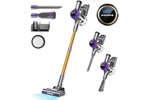 ‎YISORA 40000Pa Akku Staubsauger, 55Min Laufzeit, Staubsauger Kabellos mit Touchscreen und Anti-Tangle-Bürste, akkustaubsauger & handstaubsauger kabellos, Stielstaubsauger für Hartböden, Teppich, Tierhaare