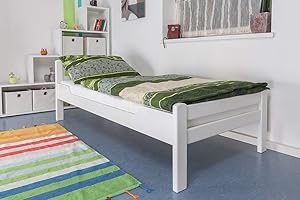 STEINER SHOPPING Einzelbett "Easy Premium Line" K1/2n, Buche Vollholz massiv weiß lackiert - Maße: 90 x 200 cm