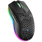XZXWZX Mouse da Gaming Wireless con Guscio a Nido D'ape,11 Retroilluminato RGB Chroma,3.400 DPI,6 Pulsanti Programmati,Ricevi