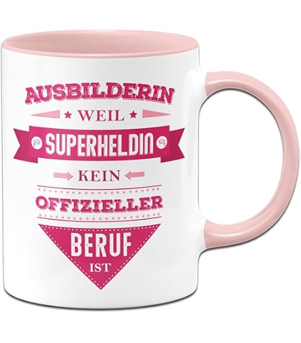 JUNIWORDS Tasse 'Definition Ausbilderin' - Schwarze Henkeltasse Mit Witzigem Spruch, 330 Ml, Made In Germany