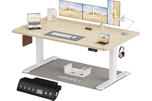 Homall Bureau Assis Debout Électrique 140x70 cm Bureau Réglable en Hauteur avec Fonction Mémoire et Système Anti-Collision, avec Plateau de Gestion des Câbles