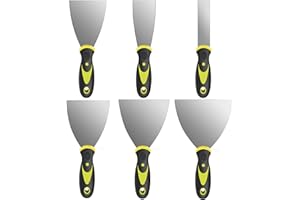SZWLJ Kit de 6 couteaux à enduire (1" à 6") en acier inoxydable - outils bricolage ergonomiques pour retrait peinture, réparation murale et entretien maison.