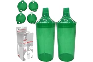 DR. BONE'S THERAPEUTICS ® Set of 2: Green, Wide Spout, Feeding Beakers. 250ml with Graduated Measurements and Adjustable Flow Lid - Autoclavable, Microwave Safe Spill-Proof & Leak Prevention