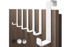 4smile Appendiabiti da Porta, Bianco - 6 x Acciaio Inox Attaccapanni - Gancio Porta con Elevata Capacità di Carico, Versatili Ganci Adatti Ovunque