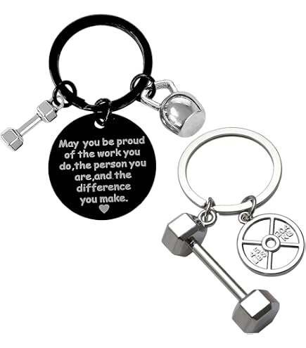 Porte-clés Haltère En Métal Argenté - Accessoire Motivation Sport, Léger Et Robuste Pour Sac De Sport Ou Clés - 8