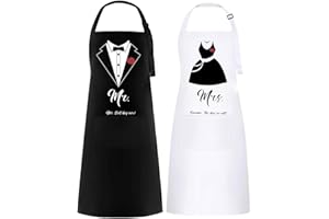 FunChaos 2 Pezzi Grembiuli da Cucina per Coppia, Grembiuli da Cuoco, Regalo di Nozze per Matrimonio, Fidanzamento, San Valentino, Natale, Anno Nuovo