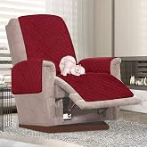 Armchair Cover Relax with Armrests and Pockets 1 Seater Waterproof Padded with Non-Slip Strap Armchair Cover Red