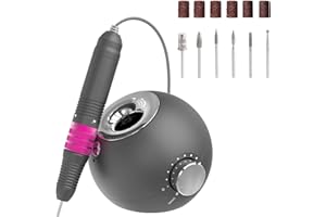 Delanie Ponceuse pour Ongles Professionnel 35000RPM Rechargeable, Ponceuse Ongles Sans Fil avec 6 Embouts, Puissante et Silencieuse pour Manucure Pédicure au Salon/Maison (Gris)