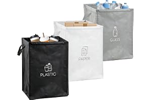 Wvu & Wvo avfallssepareringssystem, 3-faldigt set – set med 3 avfallssepareringssystem för plast, papper och glas – återvinni