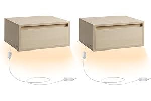 VASAGLE hängande nattduksbord, lampa med 3 färger, låda