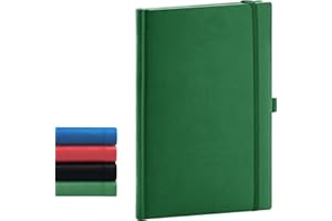‎NOTIQUE NOTIQUE Notizbuch Liniert, Hardcover Notizbuch, Notizheft, Journal, Tagebuch mit Gummiband und Stifthalter 15x21cm, 192 Seiten (Grün, Liniert)