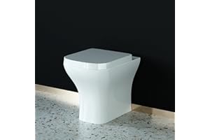 Biubiubath BTW Toilet Pan with Soft Close Seat Bathroom Cloakroom WC Modern Back to Wall
