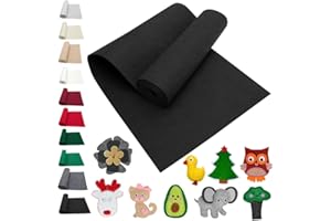 LOMUG Filzrolle Filzstoff Schwarz 40cm x 250cm Bastelfilz 3 mm Dick Filz Meterware Filzunterlage Dekofilz Filzmatte Filz Stoff für DIY Aufbewahrungstasche Patchwork Nähen Basteln Kinder Bastelprojekte