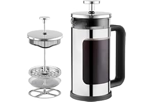 wedrink 350ml/12oz Cafetiere French Press 2 Cups, Coffee Maker with Stainless Steel Filter, Double Protection Portable Coffee Pot with Heat Resistant Glass for Caming Travel