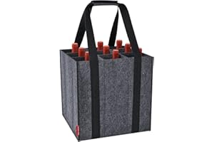 Eurhomewit Flaschenträger 9 Fächer Flaschentasche, Filz Flaschen Tasche Wiederverwendbar Männerhandtasche für Bierflaschen Weinflasche Getränketasche
