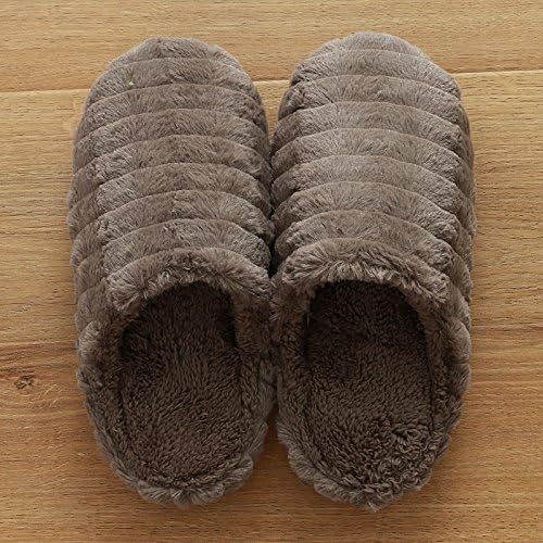 Japan's autumn and winter warm home household cotton slippers bedroom plush warm men and women non-slip thickened soft end, S (35-37), pp cashmere brown