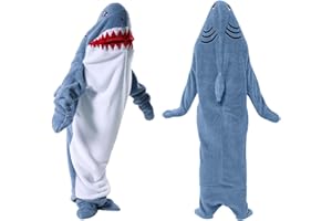 BOUFEIDA Shark Blanket, Shark Blanket for Adults and Children, Shark Hoodie, Shark Blanket to Put on, Shark Costume, Ideal for Home Use or as a Gift