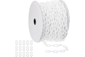 PATIKIL White Plastic Chain, 164 ft 6mm Safety Barrier Chain Large Plastic Chain Long for Crowd Control, Queue Line, Parking, Fence, Gate, Concert, Construction Site Decoration