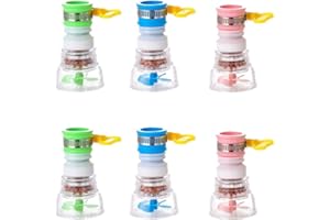 EABDICE 6 Pezzi Rubinetto del Filtro Dell'acqua a Carbone Attivo, Filtro Acqua Mini, Dispositivo per il Risparmio Dell'acqua del Rubinetto, Applica a Rubinetto Cucina di Casa(Tre Colori)