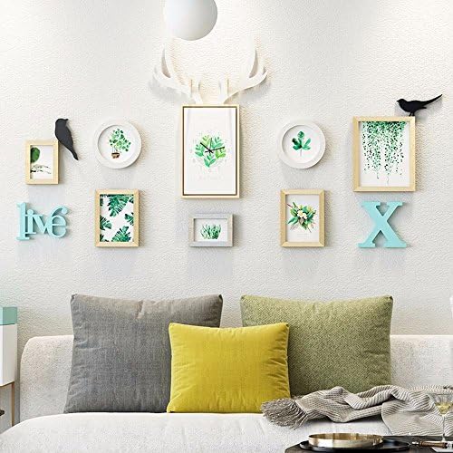 WOneww Photo Wall Background Wall Clock Combination Painting Nordic Minimalist Modern Creative Living Room Bedroom Decorative Wall,