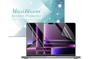 MASIBLOOM 2-Pcs HD Displayschutzfolie für MacBook Pro 14 Zoll A2992 A2918 A2779 A2442 freigegeben in 2023-2021 mit M3 M2 M1 Max/Pro Chip Touch ID 5H Anti-Scratch Screen Protector