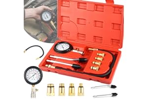 7SEVENJOKERS Kompressionstester，Zündkerzentester，Motoren Kompressionstester,Automotive Benzinmotor Kompressionstester 0-300 PSI / 0-20 Bar mitM10M12M14M18, mit Kunststoffgehäuse