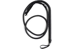 AMIJOUX 74.8" Faux Leather Horse Whip Long, Black Riding Whip Costume Accessory, Non Slip Bull Whip Equestrianism Whips for Outdoor Riding Racing Sports Equestrianism Tool Stage Performance Cosplay