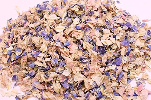 NATURAL DRIED FLOWER PETAL WEDDING CONFETTI - BIODEGRADABLE- 1 LITRE/10 HANDFULS (1 Litre, PASTEL BLUE, PINK &amp; IVORY)