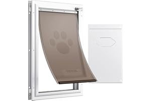 VEVOR Haustierklappe Hundeklappe aus Aluminiumrahmen mit Schloss & Klappensystem 346,1 x 600 mm, wetterfeste Hundeklappe Haustiertüre geeignet für Katzen Hunde Kätzchen (Weiß-XL) einfache Montage