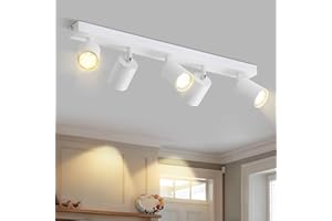 ZMH Plafonnier LED Spot de Plafond Blanc : Plafonnier GU10 Spots 5 Ampoules, Spots de Plafond Orientables à 330°, Lampe de Couloir Moderne, Spot Mural Industriel pour Salon, sans Ampoule