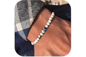 Lameybrt 6 mm Eye of Evil Eye Bracelet Protection Stretch Bracelets with Natural Stone for Men Handmade Healing Stones and Men's Bracelet