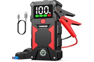 FNNEMGE Starthilfe Powerbank 5000A 12V (Alle Benzin und Bis Zu 8,0L Diesel) Auto Batterie Upgrade Booster,mit 10W Kabellos Aufladen Powerbank. und Intelligentes Starthilfekabel.