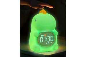Yiliaw Dinosaurier Kinderwecker mit Nachtlicht – Schlaftrainer & Aufwachuhr, wiederaufladbare Silikonlampe für Schlafzimmer, Perfekter Schlafbegleiter für Jungen & Mädchen