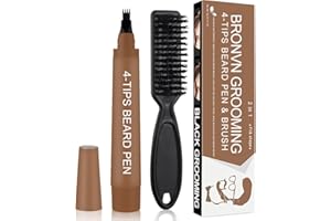 VELVERVY Beard Pen Filler para hombres, delineador de barba fácil, micro punta precisa para bigote y cejas (Marrón oscuro)