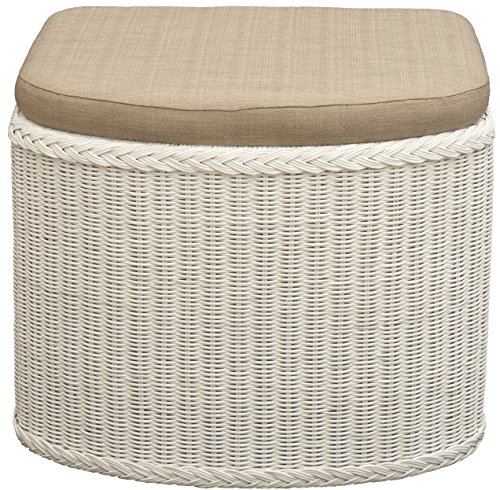 Rattan Wäschekorb / Wäschetruhe in der Farbe Weiss mit gepolsterten Sitz – Versandkostenfrei in DE, Großer heller Wäschesammler/Sitztruhe aus Natur-Rattan auch perfekt als Badhocker/Sitzhocker - 2