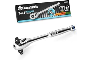 DURATECH Rękojeść z grzechotką 3 w 1, klucz z grzechotką 1/4”, 3/8”, klucz z grzechotką 1/2”, stal stopowa, klucz nasadowy 72-zębowy do napraw samochodowych