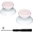 eXtremeRate Sakura Pink & White Dual-Color Replacement 3D Joystick Thumbsticks, Analog Thumb Sticks with Phillips Screwdriver for PlayStation 4 PS4 Slim Pro Controller