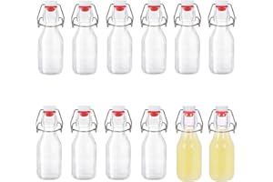 Zanfqvo 12 pezzi Bottiglie Costolata in Vetro con Tappo Ermetico, 100ml Bottiglie riutilizzabili a Chiusura ermetica, contenitori in vetro per Bevande Fatte in Casa, Birra, Liquori, Succhi, Olio