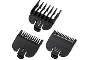 Wowteam Clipper Guards Set Fits for Most Wahl Clippers and Babyliss FX870, Clipper Guides Replacement - 1/16”, 1/8", 3/16", 3 Piece Set, Black Color