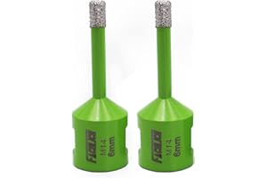 FACHLICH Punta per Trapano Diamantata 6mm 2 Pezzi Vacuum Brasato Foretto Diamantato per Porcellana Piastrella Granito Marmo Taglio a Secco