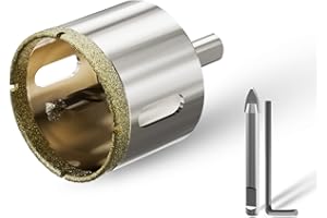 CSOOM Wiertło do szkła, 48 mm, otwornica z 2 wiertłami centrującymi, wiertło do płytek szklanych, płytek, ceramiki, marmuru, kamienia wapiennego