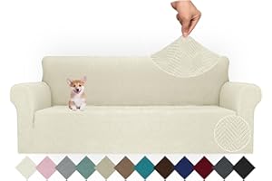 Ystyle Extensible Housse Canapé 4 Places, Universelle Housse De Canapé avec Accoudoirs, Housse Protection Canapém, Sofa Cover Antidérapante, Couvre Canapé pour Chiens Chats Animaux, Beige
