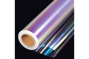 JOYIT 88CM x 15M Rouleau Plastique Transparent - 3 Mils Papier Cadeau Transparent, Rouleau de Cellophane Iridescent, Papier D'Emballage Papier Irisé Feuille Cellophane (88CM Plier en 44CM)